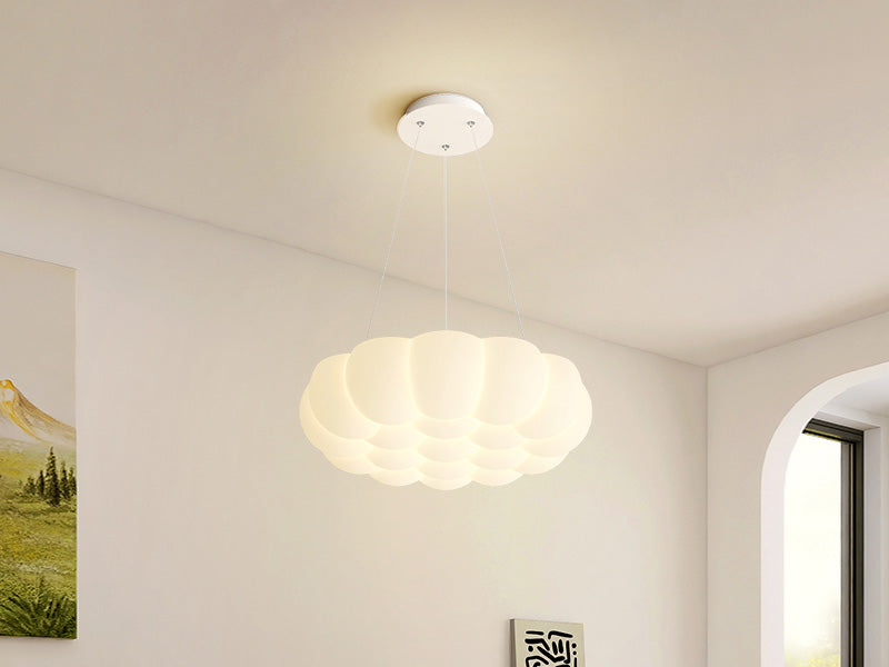 White Scalloped Pendant Light