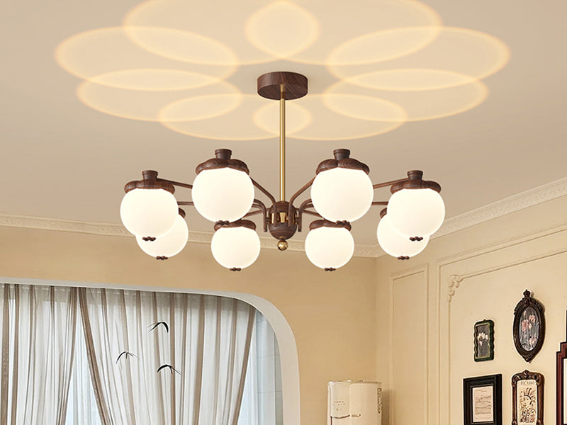 Walnut-Finish 8-Light Chandelier