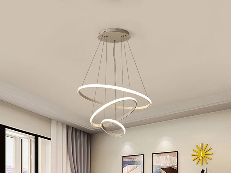White Three-Ring Pendant Light