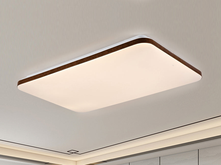 Walnut-tone Rectangular Ceiling Light