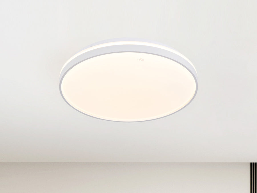 White Rimmed Round Ceiling Light