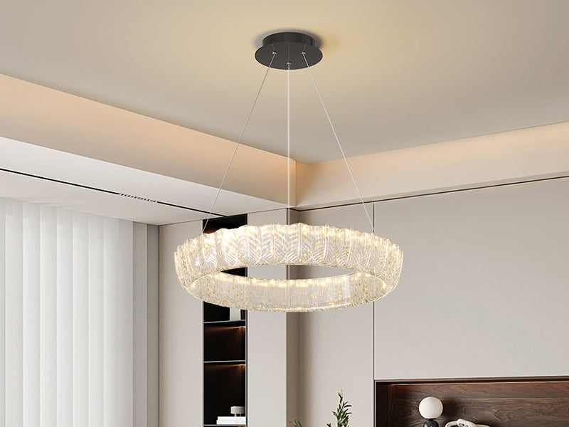 Gold-Foil Single-Ring Pendant Light