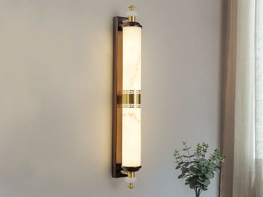 Walnut-Tone Faux-Marble Wall Light
