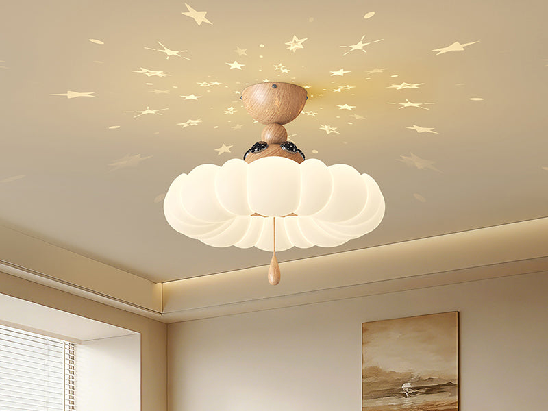 Natural-Finish Star Ceiling Light