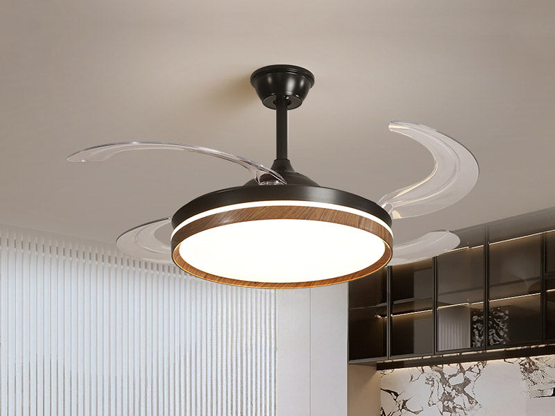 Walnut-Tone Black Ceiling Fan Light