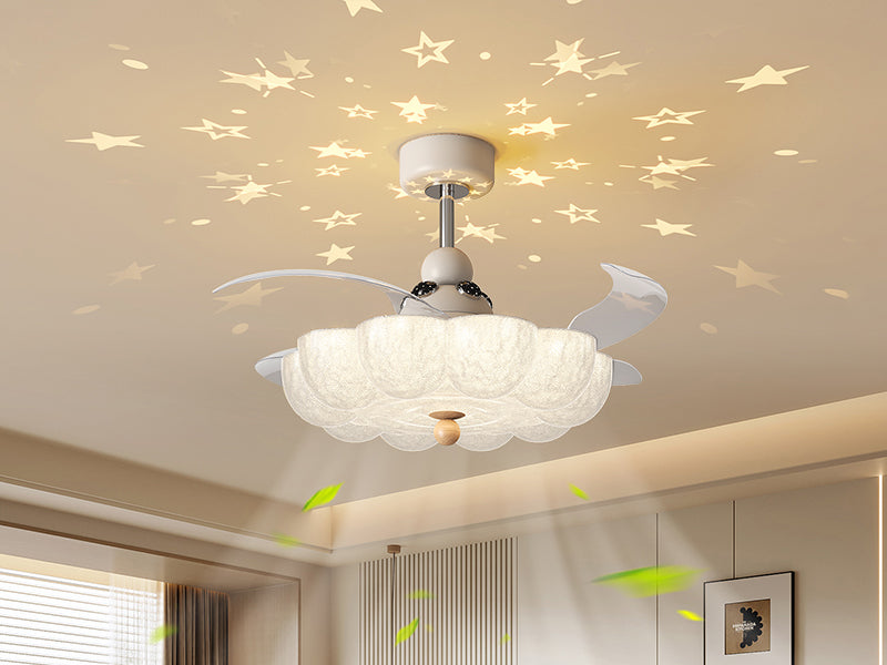 White Scalloped Star Fan Light