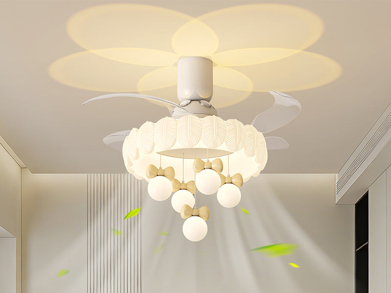 White Bow Globe Sunset Fan Light