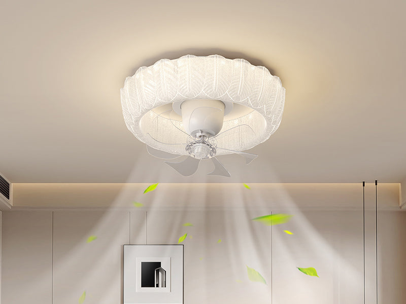 White Feather Ring Fan Light